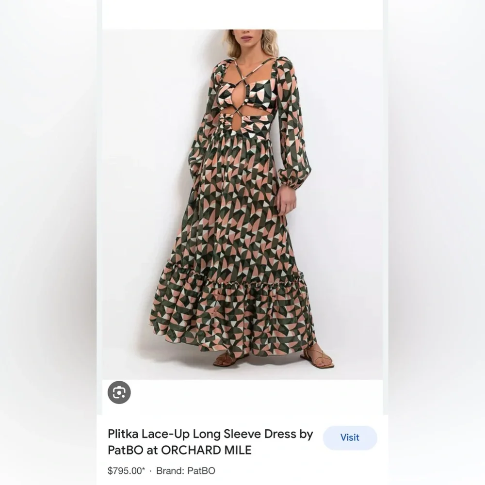PatBO Beautiful Plitka lace-up dress, Size XL - Picture 1 of 10